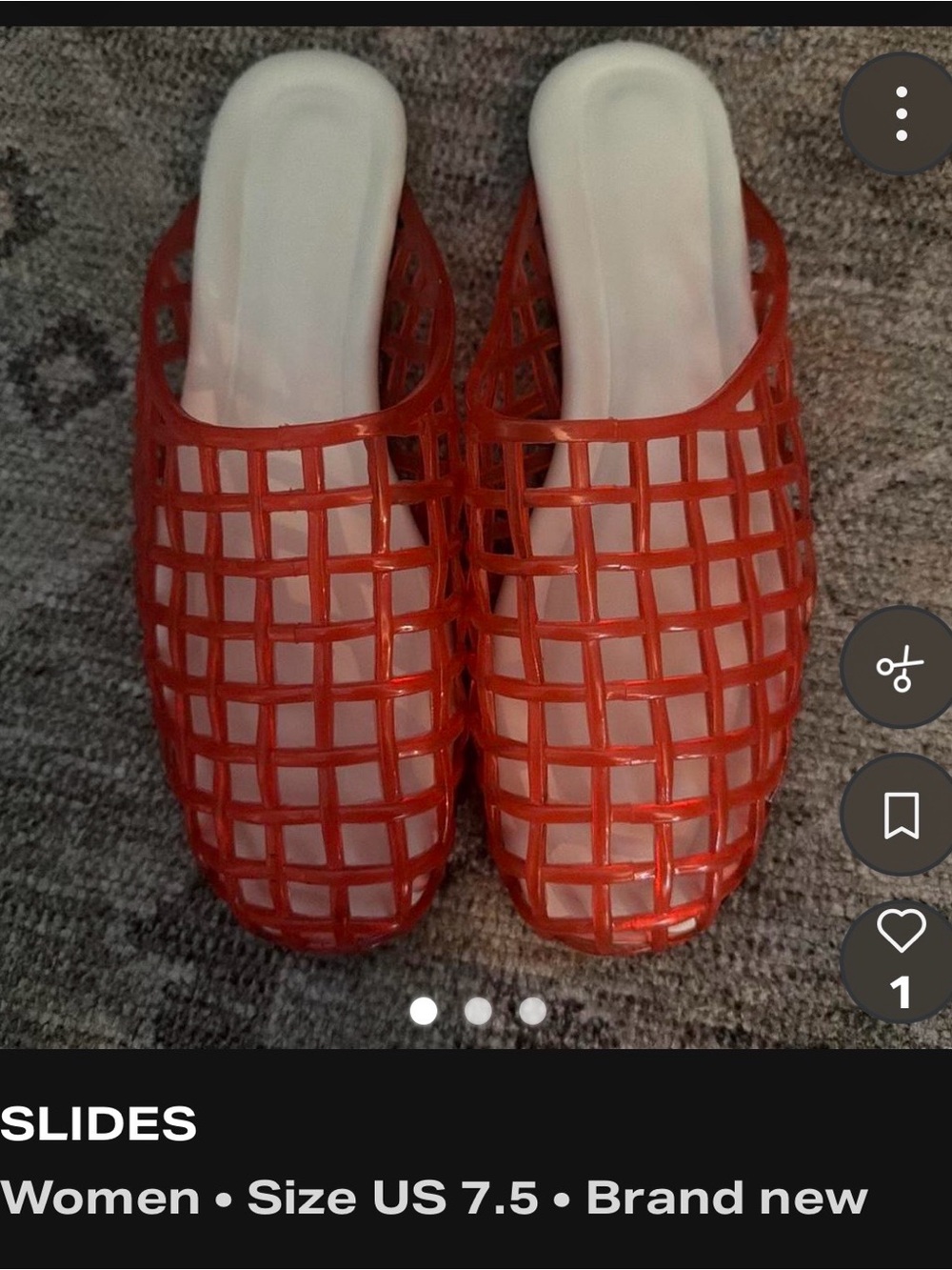 Source Unknown Red Grid Slide Sandals
